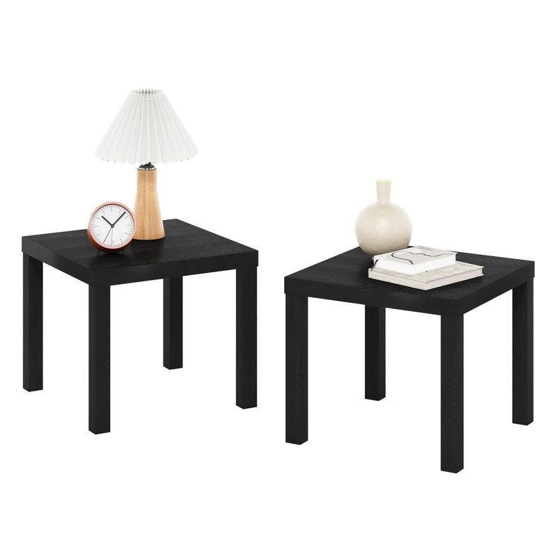 Furinno Classic Homey Square Parsons Side End Table Set of 2 Black