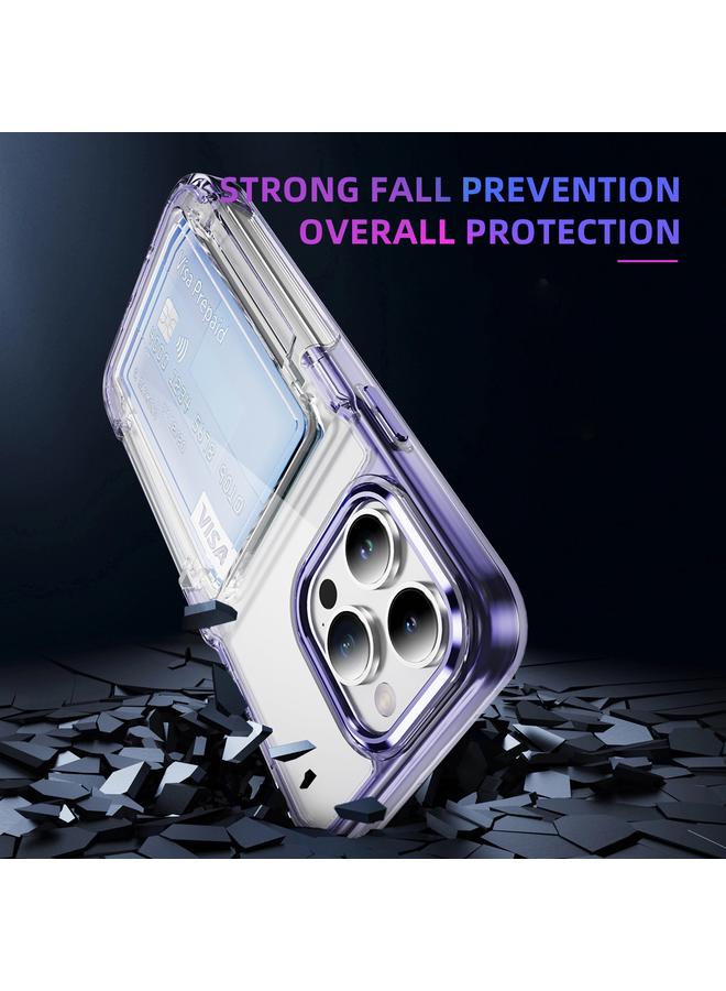 S-TOP Case For iPhone 16 Pro Card Holder Acrylic Hybrid TPU Phone Case - Image 3