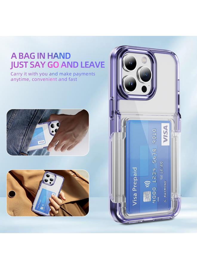 S-TOP Case For iPhone 16 Pro Card Holder Acrylic Hybrid TPU Phone Case - Image 4