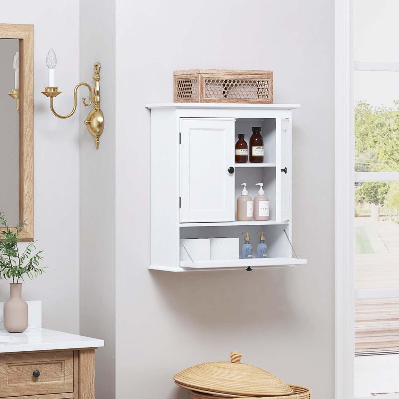 Spirich Bathroom Cabinet Wall Mounted, Small Bathroom Wall Cabinet Over Toilet, Medicine Cabinet Organizer with Doors and Adjustable Shelf, White - Image 3