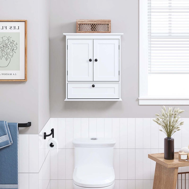 Spirich Bathroom Cabinet Wall Mounted, Small Bathroom Wall Cabinet Over Toilet, Medicine Cabinet Organizer with Doors and Adjustable Shelf, White - Image 2