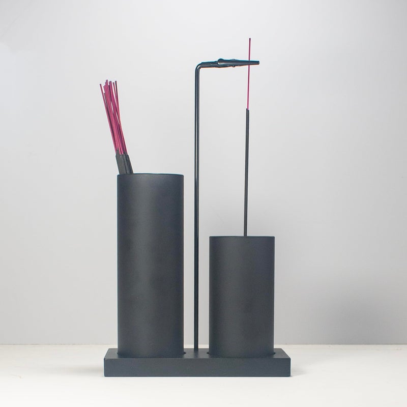 CODINOO 2 in 1 Incense Burner Holder for Sticks,Glass Incense Holder with Storage,Upside Down Incense Holder for Sticks with Glass Ash Catcher for Meditation Yoga Spa Room Home Decor[Full Black] - Image 1