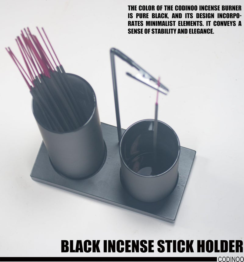 CODINOO 2 in 1 Incense Burner Holder for Sticks,Glass Incense Holder with Storage,Upside Down Incense Holder for Sticks with Glass Ash Catcher for Meditation Yoga Spa Room Home Decor[Full Black] - Image 5