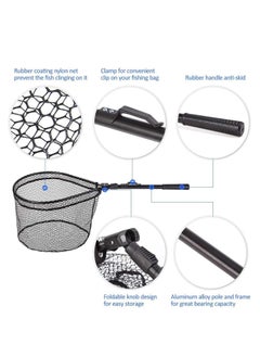 Y&D Fishing Spinning Landing Net, ELECDON Portable Folding Wading Net One Hand Foldable & Telescopic Easy Clean Rubber Mesh Frame Handle Tangle Proof Durable Material Mesh, Safe Fish, 1 Pack  - Image 4