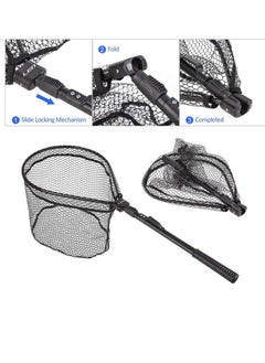 Y&D Fishing Spinning Landing Net, ELECDON Portable Folding Wading Net One Hand Foldable & Telescopic Easy Clean Rubber Mesh Frame Handle Tangle Proof Durable Material Mesh, Safe Fish, 1 Pack  - Image 1