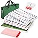 Cedilis Chinese Mahjong Set 146 Small Melamine Tiles118 Green with Portable Travel Handbag Playing Mat and 2 Dice for Family Gathering - Image 2