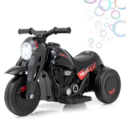 OLAKIDS Kids Motorcycle 6V Electric Ride On Car with Automatic Bubble Function Foot Pedal Headlight Music 3 AntiSkip Wheels Vehicle for Children Toddler Ages 3 - Image 1