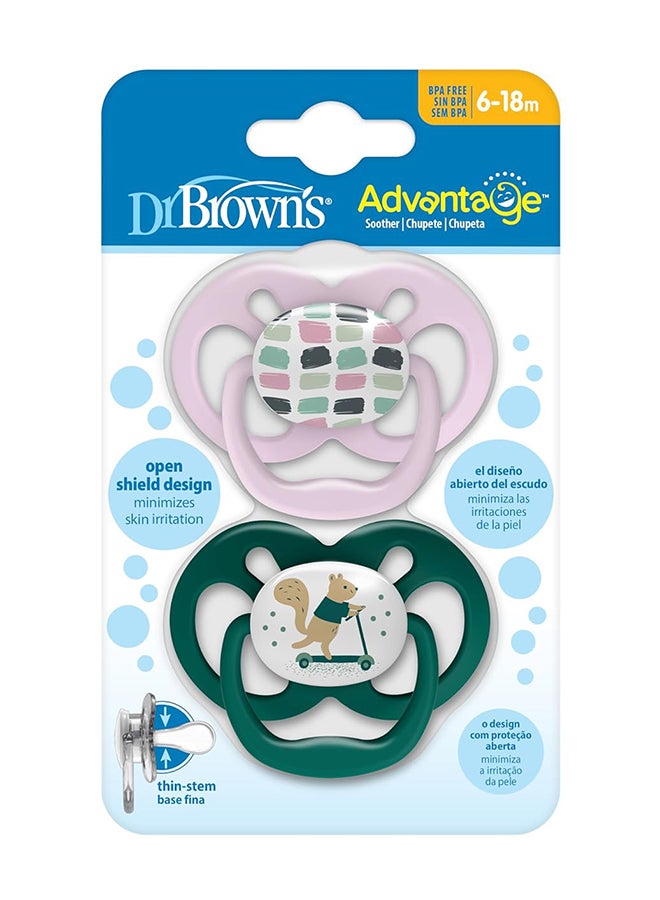 Dr. Brown’s Advantage Printed Pacifier, 6-18 Months, Pack Of 2 -  Assorted - Image 1