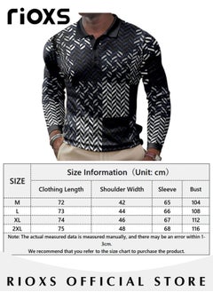 RIOXS Men's Casual Polo Slim Fit Cotton T-Shirt Long Sleeve Golf Polo Classic Basic Shirt  - Image 2