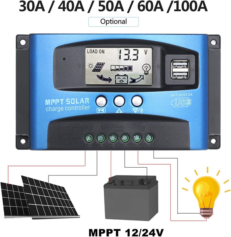 Eacam 100A MPPT Solar Charge Controller, Panel Charger Regulator With Dual USB LCD Display, Auto Cell Charger - Image 5