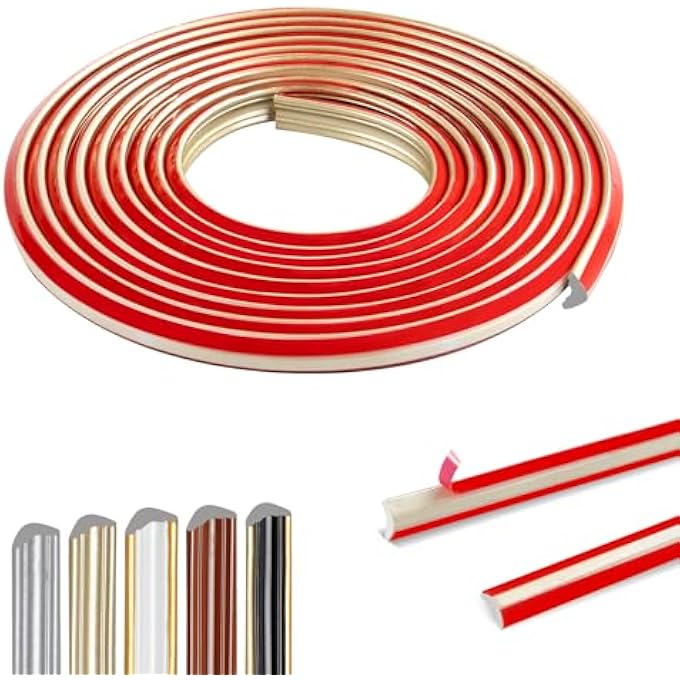 300CM FLEXIBLE COVING FOR CEILINGS SELF ADHESIVE,PVC TILE TRIM WATERPROOF，3D SKIRTING BOARD TRIM FOR WALL，WINDOWS DOOR MIRROR FRAME AND BORDER EDGE(12 X 9MM / CHAMPAGNE GOLD) - Image 2