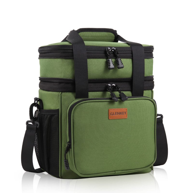 GLENKEY Expandable Large Insulated Lunch Box, Heavy Duty Lunch Cooler Bag Durable Leakproof Lunch Pail for Men Women Adults Work Shift Outdoor Picnic Camping Road Trip, 16L, Army Green, GLENKEY - Image 1
