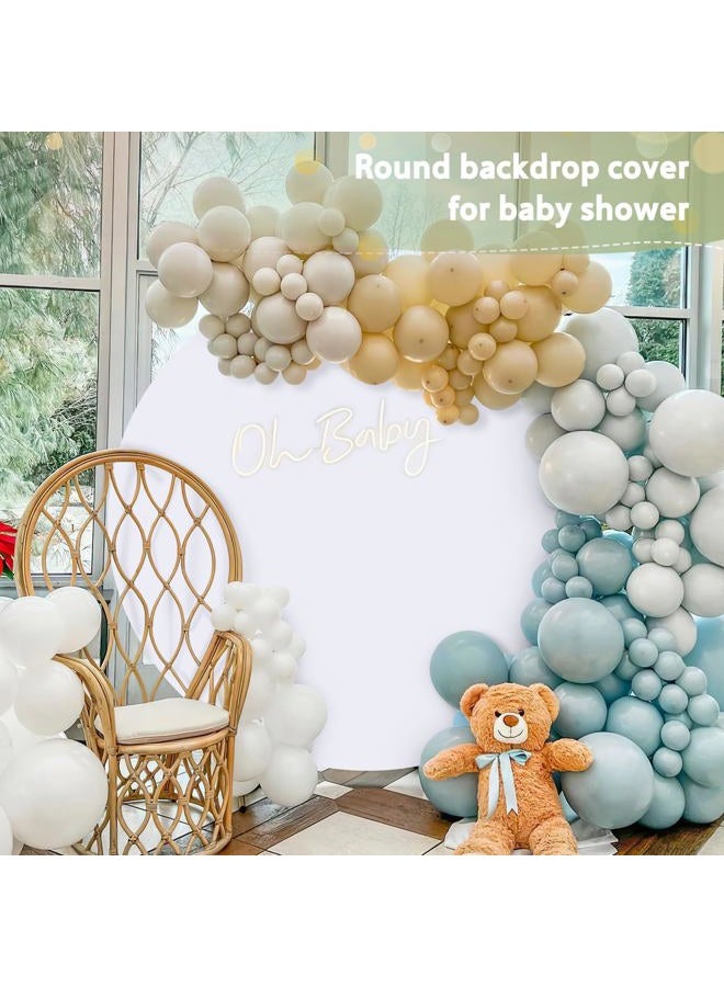 QueenDream White Round Backdrop Cover 7.2x7.2ft White Circle Photo Photography Background for Birthday Party Wedding Decorations - Image 2