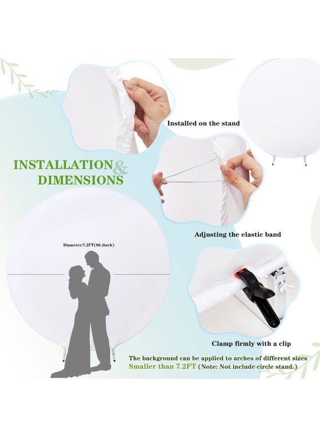 QueenDream White Round Backdrop Cover 7.2x7.2ft White Circle Photo Photography Background for Birthday Party Wedding Decorations - Image 5