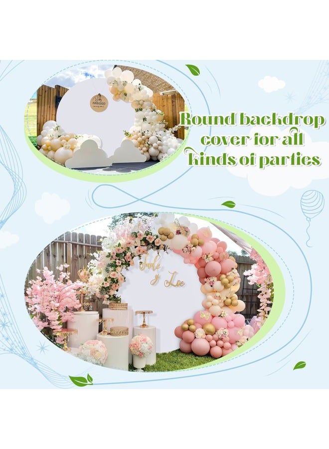 QueenDream White Round Backdrop Cover 7.2x7.2ft White Circle Photo Photography Background for Birthday Party Wedding Decorations - Image 4