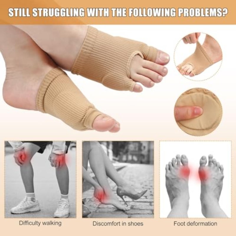 2 Pairs Toe Pads Upgraded, Breathable Big and Little Toes Bunion Relief Pads Sleeve, Comfortable Toe Wraps Elastic Foot Protector Corrector Guards Socks For Day And Night Relief Men Women L - Image 2