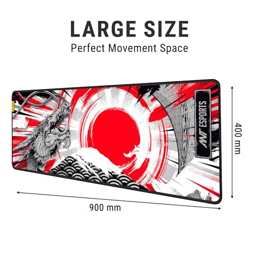 Ant Esports Dragon Hill Unique Design Mouse Pad Gaming Mouse Pad Extended Mouse Mat for Mouse Keyboard with Stitched Edges Waterproof NonSlip Base Mousepads for Office Home Shop Gaming EXTRA LARGE_Red - Image 3