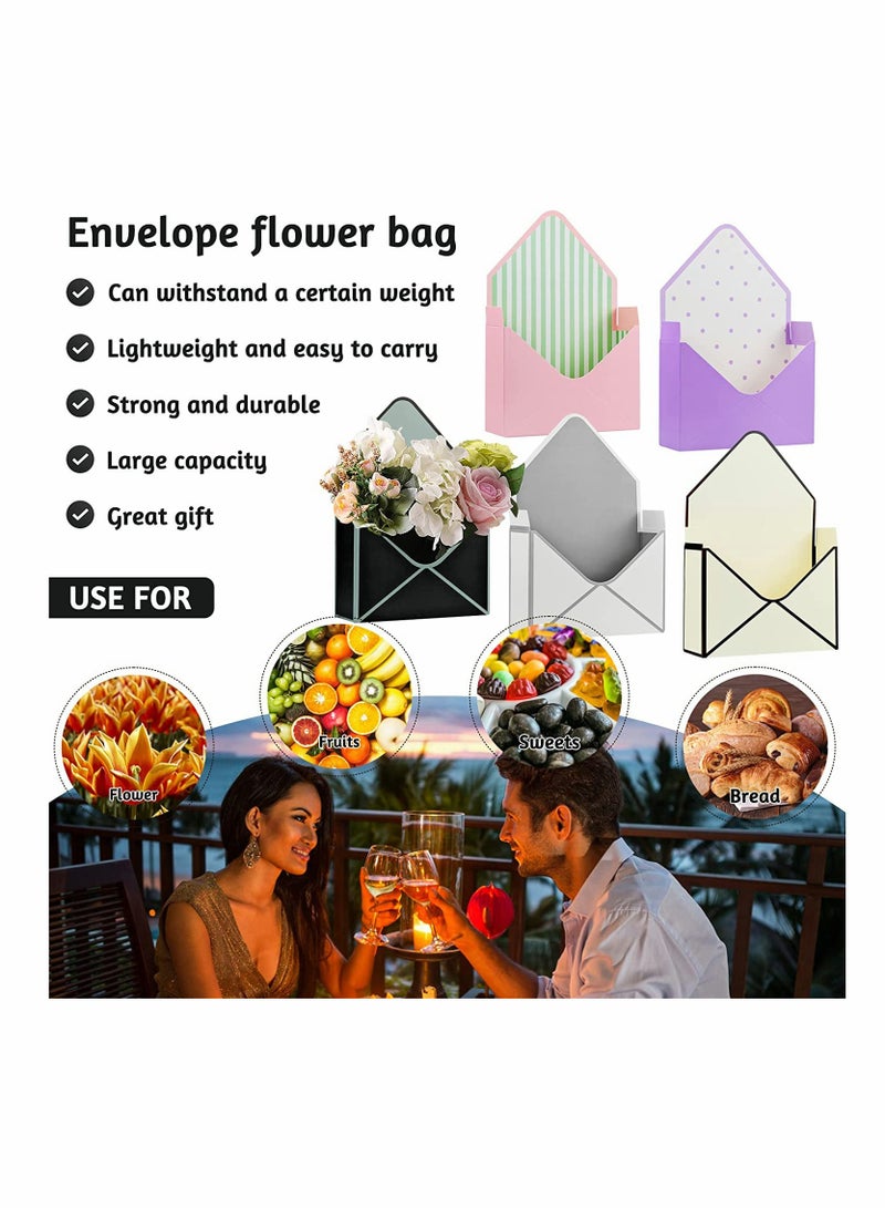 SYOSI 5 Pieces Flower Bouquet Gift Bags Kraft Waterproof Fresh Flower Carry Bags Florist Packaging Wrap Tote Bags for Birthday Wedding Bridal - Image 2