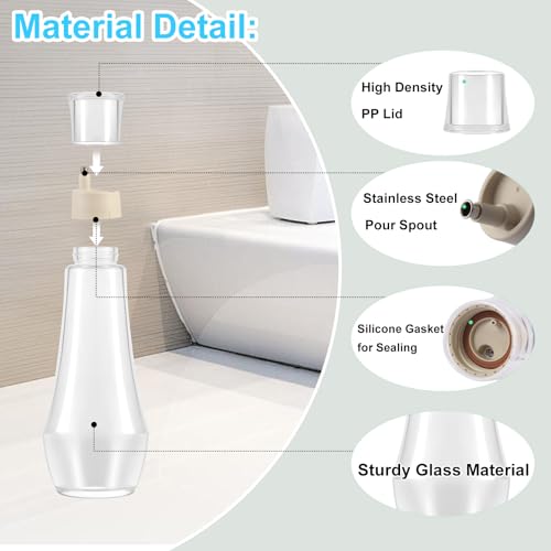Tiyafuro Glass Mouthwash Dispenser for Bathroom, 8.8OZ Mouth Wash Container Bottle with Lid Cup, Small Clear Refillable Mouthwash Holder Decanter for Countertop, Multifunctional Glass Bottle - Image 3