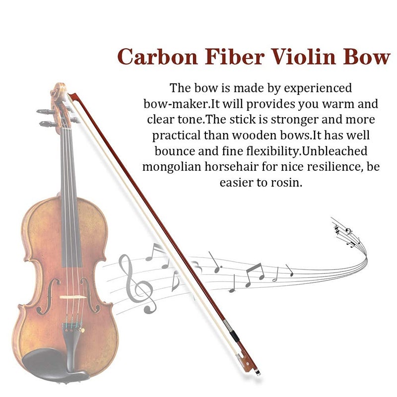 SALABLEZ ® 4/4 Size Carbon Fiber Violin Bow Rosewood Violin Bow Violin Parts Accessories - Image 2
