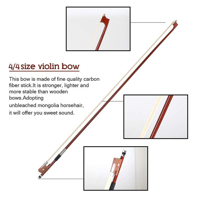 SALABLEZ ® 4/4 Size Carbon Fiber Violin Bow Rosewood Violin Bow Violin Parts Accessories - Image 4