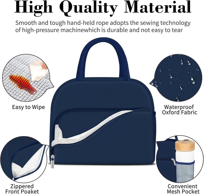 PRIMESKY® Insulated Lunch Bag for Women Adults Men, Reusable Cute Lunch Pail Bag Leakproof, Insulated Lunch Box Tote with Large Capacity, Cooler Lunch Container for Work/Travel/Office (Blue) - Image 2