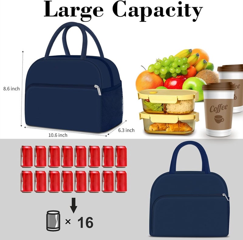 PRIMESKY® Insulated Lunch Bag for Women Adults Men, Reusable Cute Lunch Pail Bag Leakproof, Insulated Lunch Box Tote with Large Capacity, Cooler Lunch Container for Work/Travel/Office (Blue) - Image 5