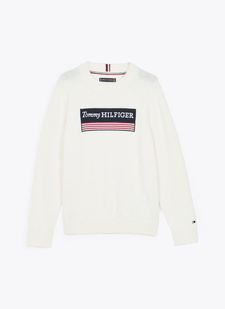 TOMMY HILFIGER - Kids Monotype 1985 Logo Label Regular Sweater - Image 1