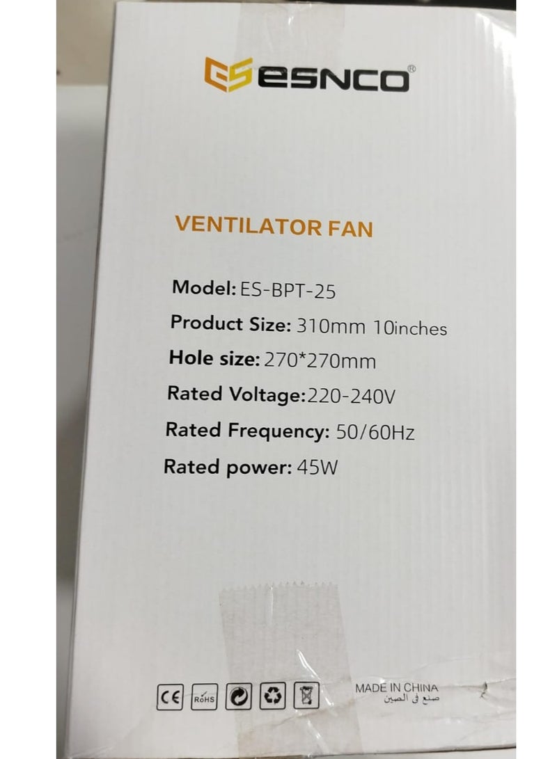 ESNCO 12- inch 220V Ventilator No Noise Cooler Squair silent fan with window internal  ventilation fan bathroom Kitchen bathroom wall mounted celling - Image 3
