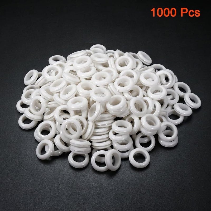 White Rubber Grommet 20mm Inner Diameter Oil Resistant Wire Protector 1000 Pieces - Image 1