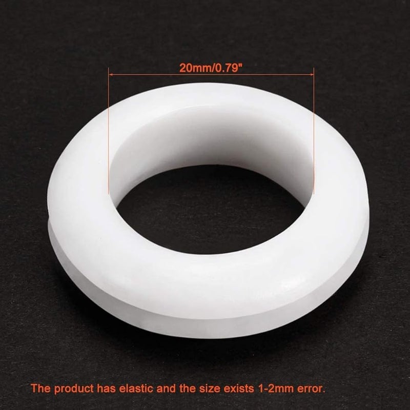 White Rubber Grommet 20mm Inner Diameter Oil Resistant Wire Protector 1000 Pieces - Image 3