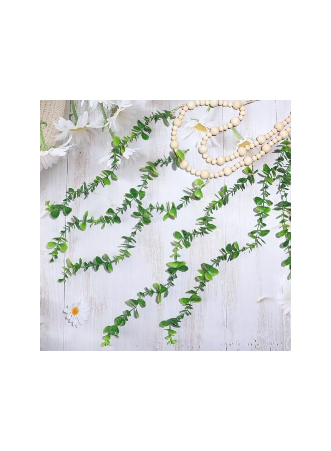 The Bros Hanging Photo Display Holder Wall Decor with Wooden Cards Clips, Boho Style Picture Frame Wood Beads Garland Artificial Eucalyptus Plant Home Decoration for Farmhouse Greenery Cubicle Bedroom  - Image 5