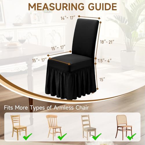 XIAROGEE Dining Chair Covers Set of 4 Stretch Super Fit Chair Slipcovers with Skirt for Dining Room Washable Spandex Chairs Covers for Banquet/Wedding/Kitchen (Black, 4) - Image 3