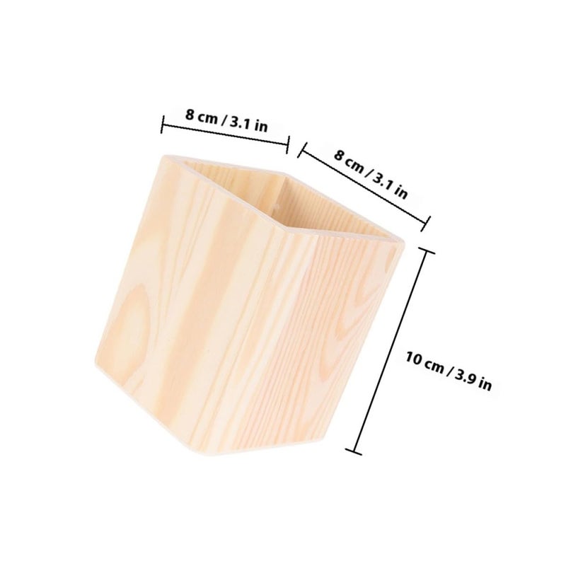 Unfinished Pine Wood Pen Organizer Set Of 3 Square Desktop Pencil Holders For Office Home Storage - Image 3