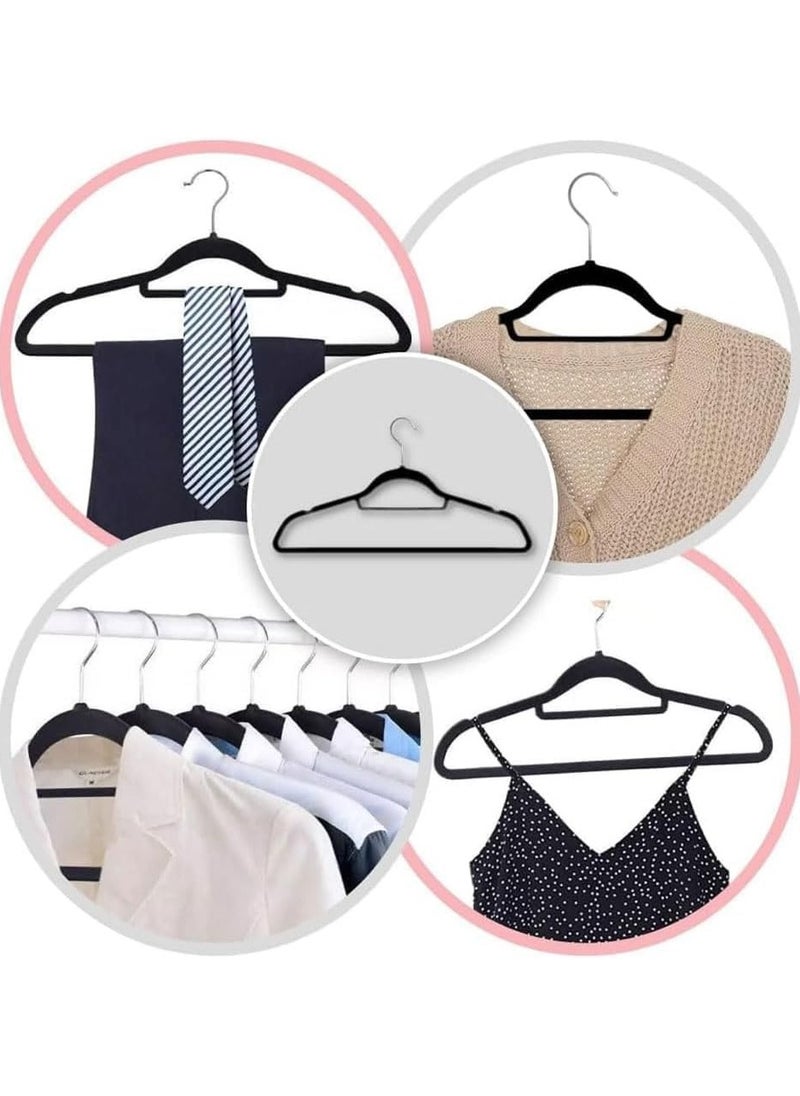 D'HOME D'Home Non-Slip Velvet Suit Hangers – Ultra-Thin, Space-Saving Hangers with 360° Swivel Hook – Strong & Durable Clothes Hangers for Coats, Jackets, Pants, Kandora, Abaya, Kaftan – Black (Pack of 50)  - Image 5