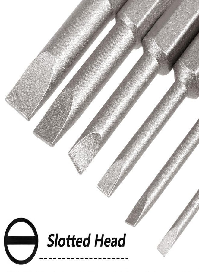 Saipe 12 Pieces Magnetic Slotted Screwdriver Bit Set, 1/4 Inch Hex Shank Flat Head Drill Bits Insert Bits 2 Inch Length, SL2/2.5/3/4/5/6 Impact Driver Bit for Power Drilling, Set of 2 - Image 2