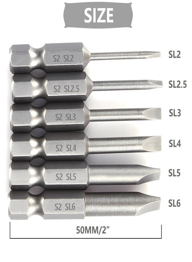 Saipe 12 Pieces Magnetic Slotted Screwdriver Bit Set, 1/4 Inch Hex Shank Flat Head Drill Bits Insert Bits 2 Inch Length, SL2/2.5/3/4/5/6 Impact Driver Bit for Power Drilling, Set of 2 - Image 5