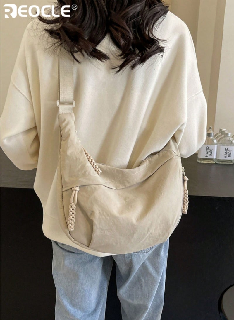 REOCLE Women's Hobo Bag Adjustable-Strap Slouchy Bag Roomy Soft-Structure Handbag with Textured Tassel Accents & Multi-Storage Pockets for Daily Commutes & Casual Outings - Image 4