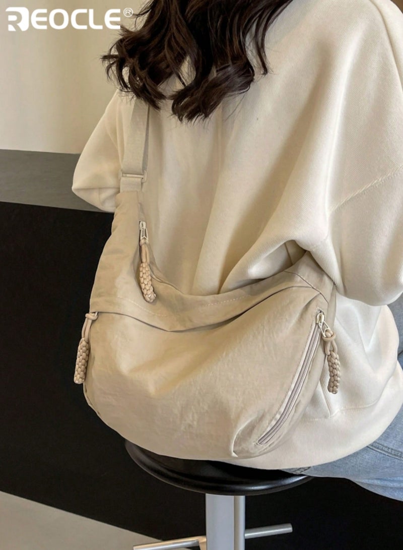 REOCLE Women's Hobo Bag Adjustable-Strap Slouchy Bag Roomy Soft-Structure Handbag with Textured Tassel Accents & Multi-Storage Pockets for Daily Commutes & Casual Outings - Image 3