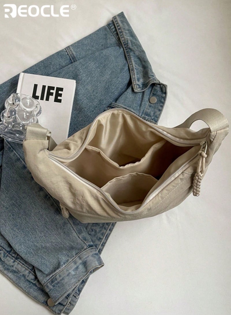 REOCLE Women's Hobo Bag Adjustable-Strap Slouchy Bag Roomy Soft-Structure Handbag with Textured Tassel Accents & Multi-Storage Pockets for Daily Commutes & Casual Outings - Image 5