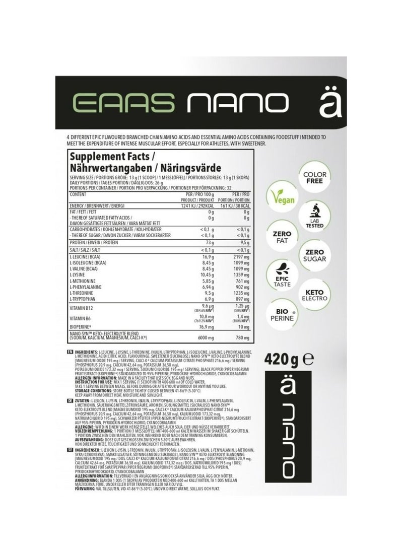 NanoSupps - Nano Essential Amino Acids EAAS Green Tea Lime 420g - Image 1