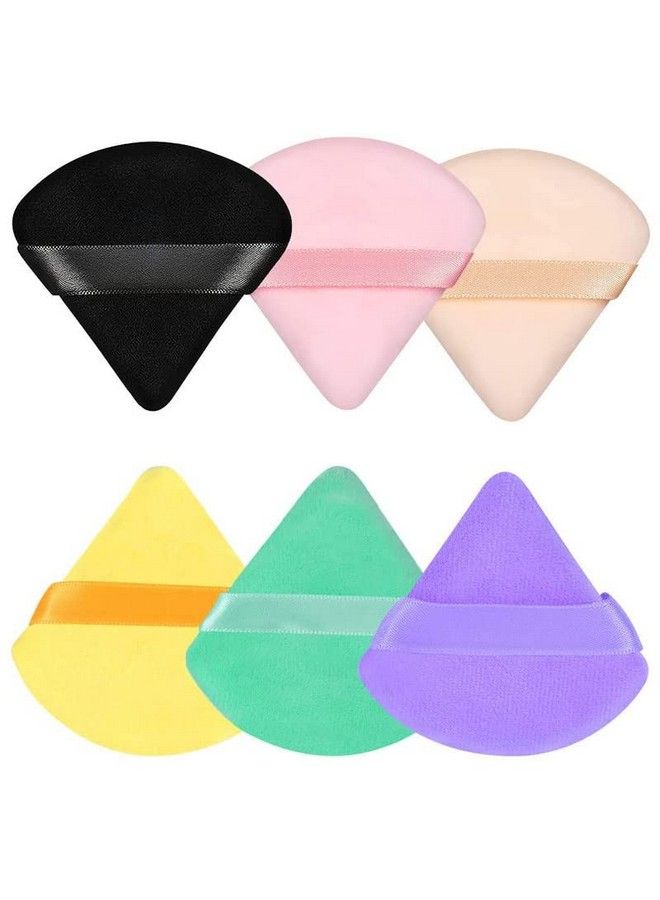 SUNISA 6 Pieces Powder Puff Soft Face Triangle Makeup Puff For Loose Powder Body Cosmetic Foundation Sponges Beauty Blender Makeup Tool Multicolors - Image 1