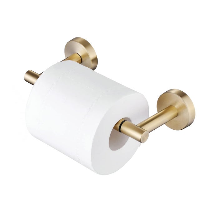 BRUSHED GOLD TOILET PAPER HOLDER FOR BATHROOM DOUBLE POST PIVOTING TISSUE ROLL HOLDER WALL MOUNTED DETACHABLE TP HOLDER SUS304 STAINLESS STEEL