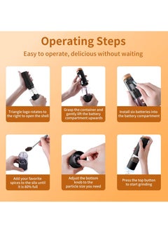 Captaintech Electric Salt and Pepper Grinder Set of 2, Automatic Operation Salt Pepper Mill Sets with Adjustable Coarseness, Battery Powered, LED light, One Hand Operation-Black  - Image 4
