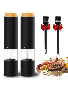 Captaintech Electric Salt and Pepper Grinder Set of 2, Automatic Operation Salt Pepper Mill Sets with Adjustable Coarseness, Battery Powered, LED light, One Hand Operation-Black  - Image 1