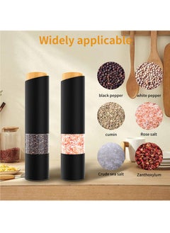 Captaintech Electric Salt and Pepper Grinder Set of 2, Automatic Operation Salt Pepper Mill Sets with Adjustable Coarseness, Battery Powered, LED light, One Hand Operation-Black  - Image 5