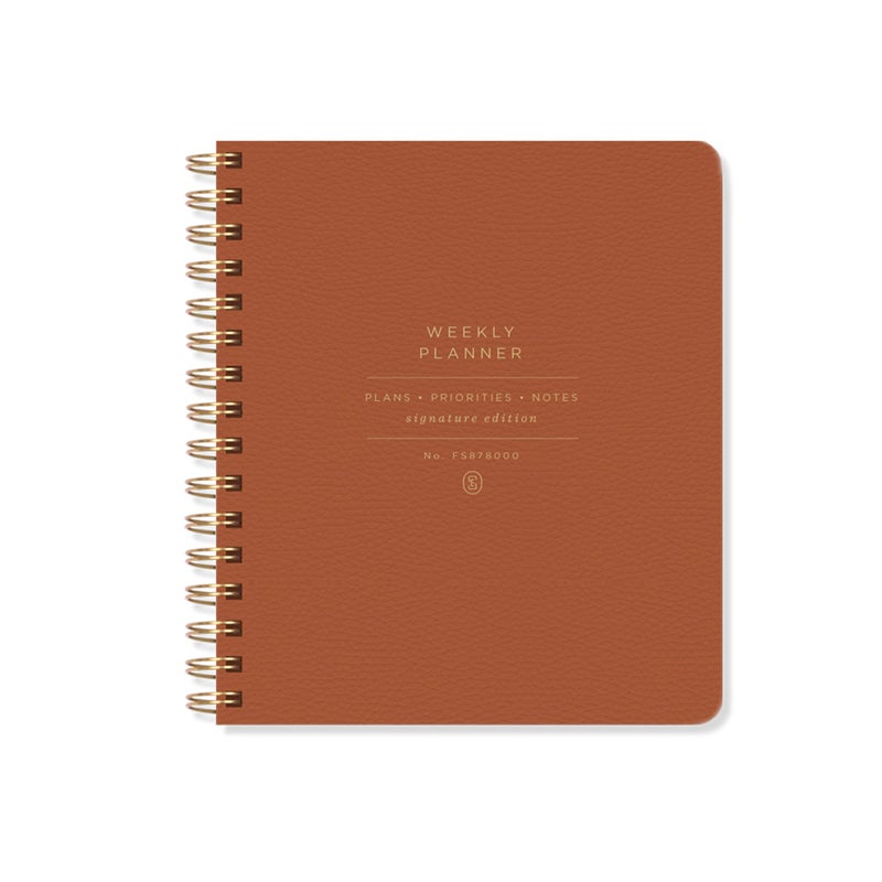 Fringe Studio STANDARD COGNAC NONDATED WEEKLY PLANNER 7 X 8375 VEGAN LEATHER COVER 160 PAGES Signature Edition Collection 878003