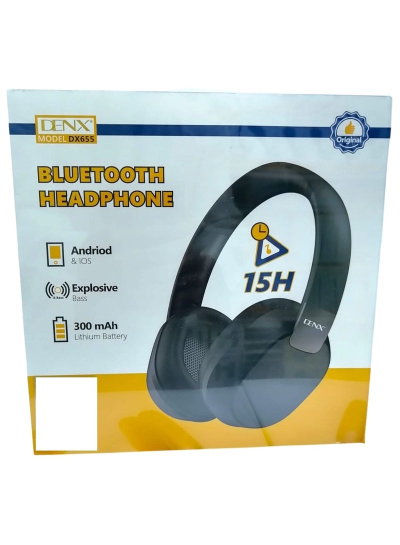 Denx Wireless Bluetooth Headphone – Explosive X-Bass, 15H Playback, 300mAh Battery, for Music, Gaming, Movies, Android & iOS Compatible Black  - Image 4