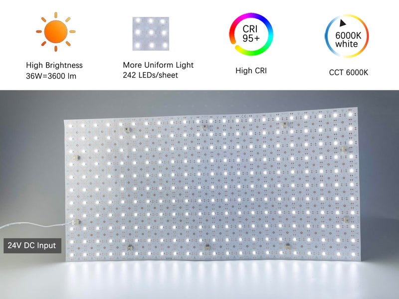 VALIKIY 4-Pack LED Backlight Sheet 24V 36W 6000K White, 19.3X9.6 inches Each Unit, Dimmable Flexible LED Panel Sheet for Backlit Translucent Stone/Marble/Onyx/Quartz Countertops Walls - Image 2
