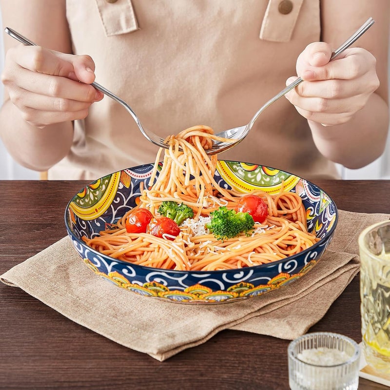 vancasso Pasta Bowls, 42 oz Ceramic Salad Bowls of 4,Large Corlorful Serving Bowls for Kitchen, Dishwasher & Microwave Safe Soup Bowls, Pasta Plates - Image 5